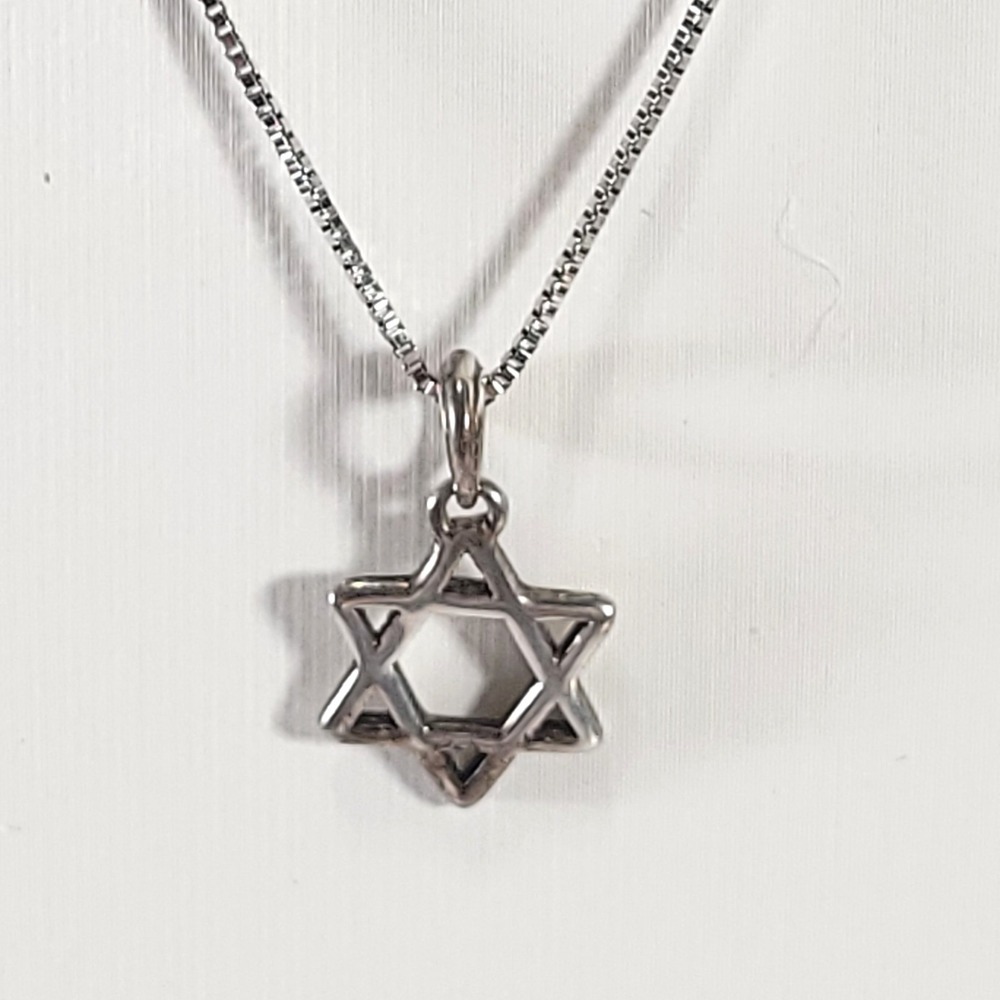 Sterling Silver Star of David Necklace 18" Silver Box Chain Pendant 925 Jewelry